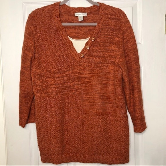 𝅺CHRISTOPHER & Banks Orange Knit Sweater - Picture 1 of 4